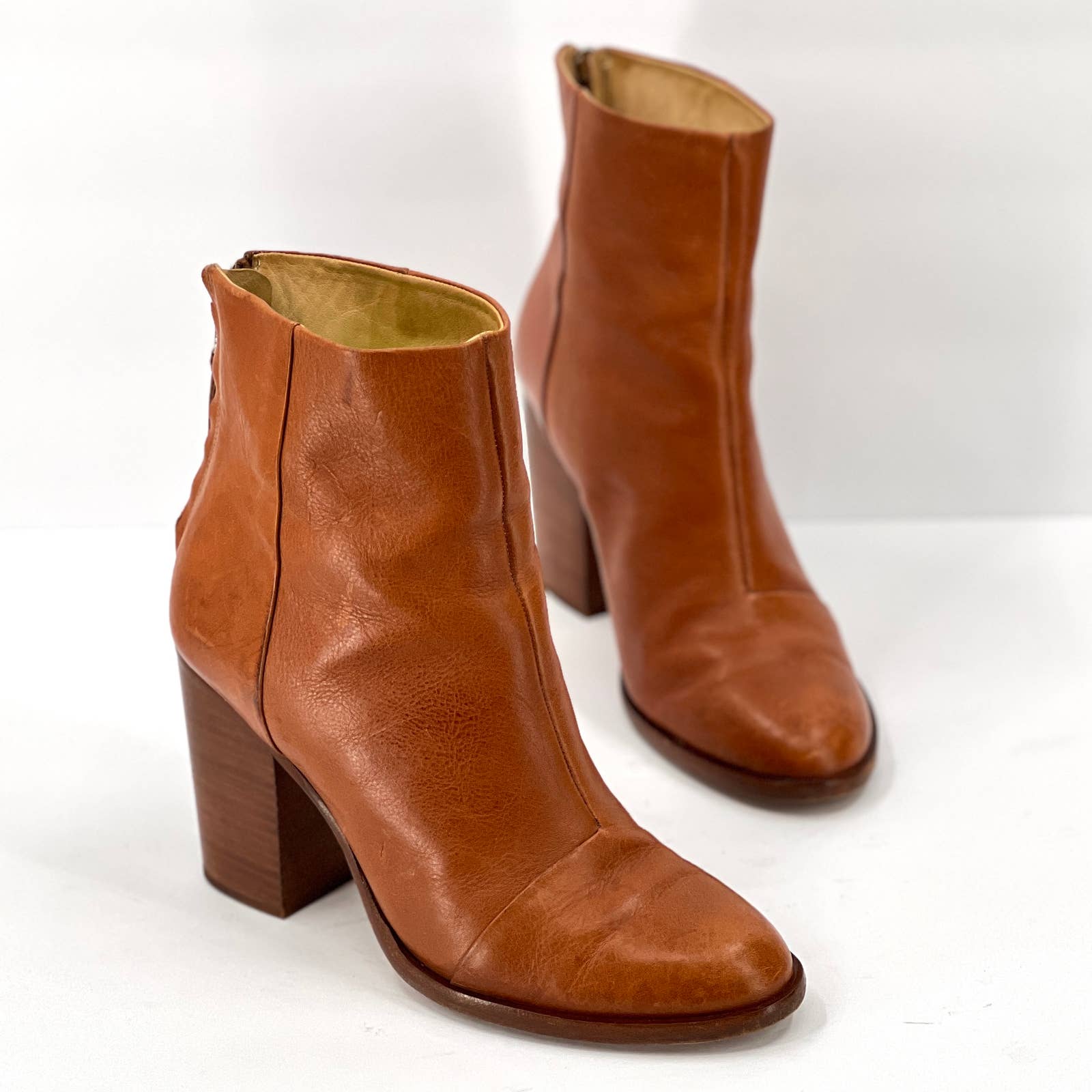 Rag & Bone Ashby Boot Womens 40 Brown Block Heeled Leather Ankle Bootie Shoe